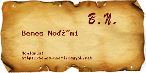 Benes Noémi névjegykártya