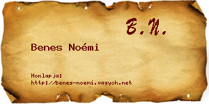 Benes Noémi névjegykártya